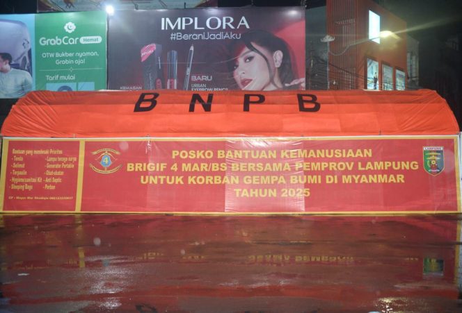 
					Korps Marinir: Brigif 4 Mar/BS Bersama Pemprov Lampung Dirikan Posko Penggalangan Bantuan Kemanusiaan untuk Korban Bencana di Myanmar