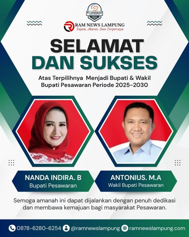 
					RAM NEWS LAMPUNG Ucapkan Selamat Atas Keunggulan Sementara Paslon 02 Nanda-Anton dalam PSU Pilkada Pesawaran