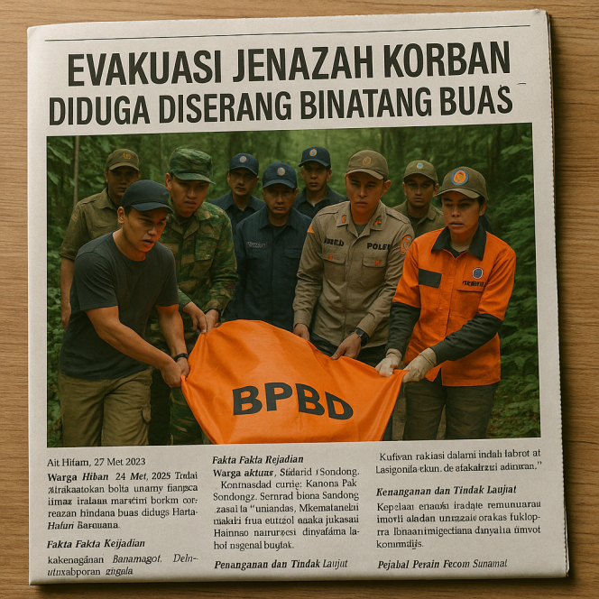 
					Evakuasi Jenazah Korban Diduga Diserang Binatang Buas di Talang Sakimin, Dusun Mekarsari, Pekon Sukadamai, Kecamatan Air Hitam, Lampung Barat