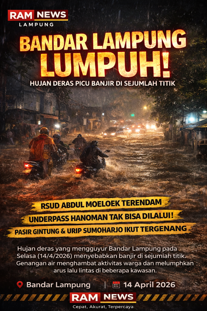 
					Hujan Deras Guyur Bandar Lampung, Sejumlah Titik Terendam Banjir