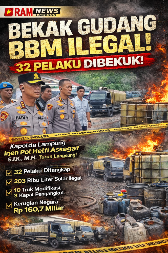 
					Gudang BBM Ilegal Digerebek 32 Dibekuk, Rugikan Negara Rp. 160 Miliar