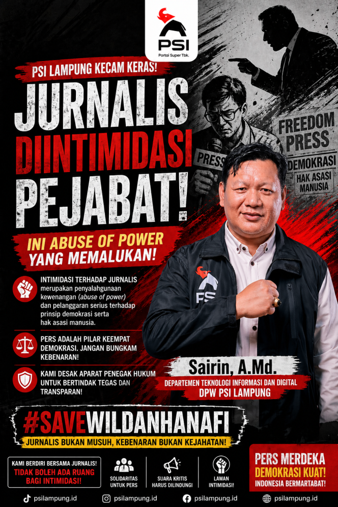 
					PSI Lampung Kecam Keras Intimidasi terhadap Jurnalis: Ancaman Serius bagi Demokrasi
