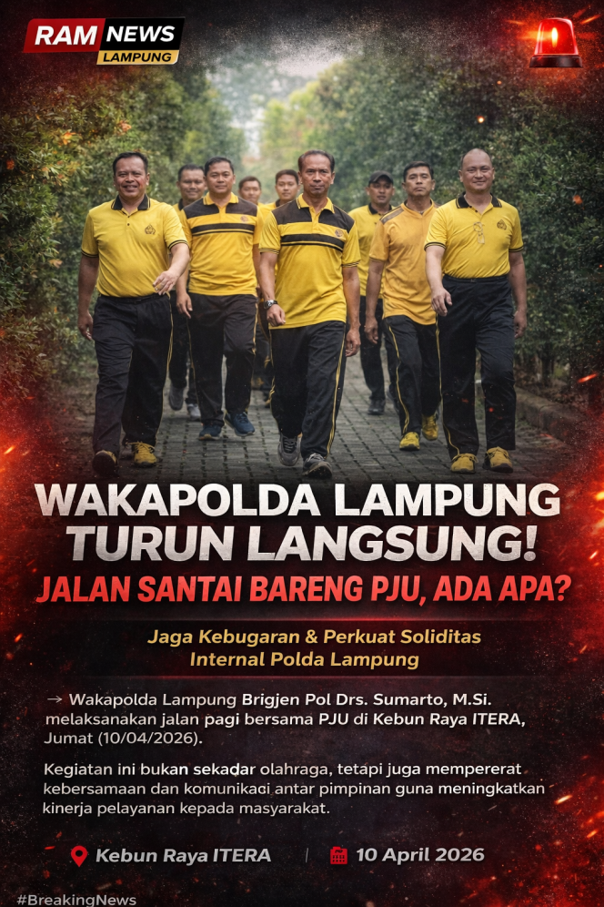 
					Wakapolda Lampung Ajak PJU Jalan Santai, Perkuat Soliditas dan Kebugaran