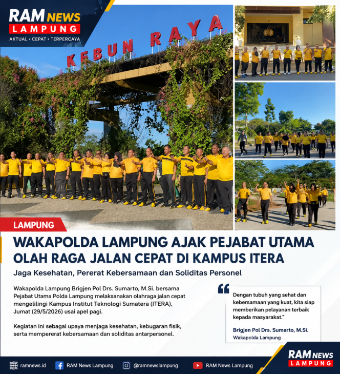 
					Wakapolda Lampung Ajak Pejabat Utama “Healing Sehat” di ITERA, Soliditas dan Kebugaran Jadi Prioritas