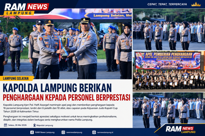 
					Kapolda Lampung Berikan Penghargaan kepada Personel Berprestasi